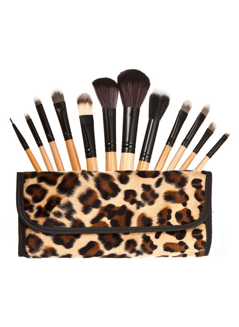 Generic 12-Piece Makeup Brush Set With Bag Beige/Black  - Image 1