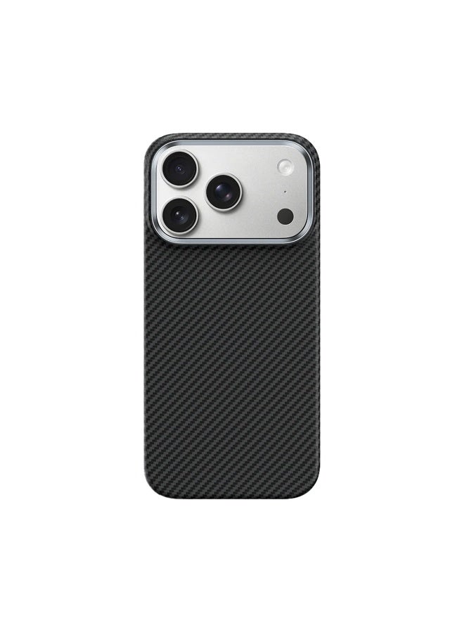 موبكوس جراب Mobcos لهاتف iPhone 17 Pro Max، مصنوع من ألياف الأراميد السوداء المخططة، بنسيج 1500D، غطاء مغناطيسي فائق النحافة وخفيف الوزن، متوافق مع MagSafe - Image 1