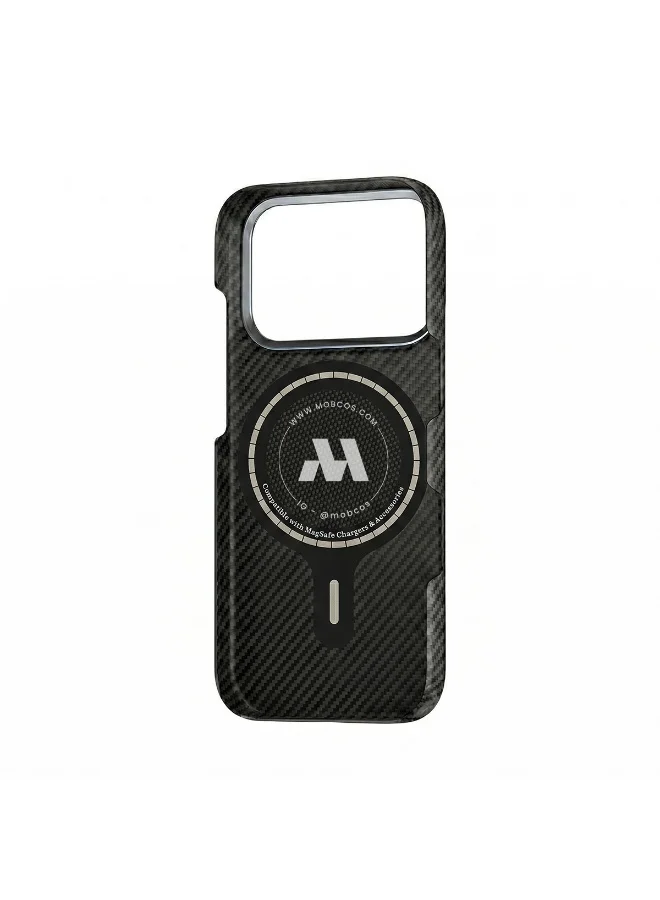 Mobcos Mobcos iPhone 17 Pro Max Stripe Black Aramid Fiber Case, 1500D Fusion Weave, Ultra Slim Lightweight Magnetic Cover, MagSafe Compatible