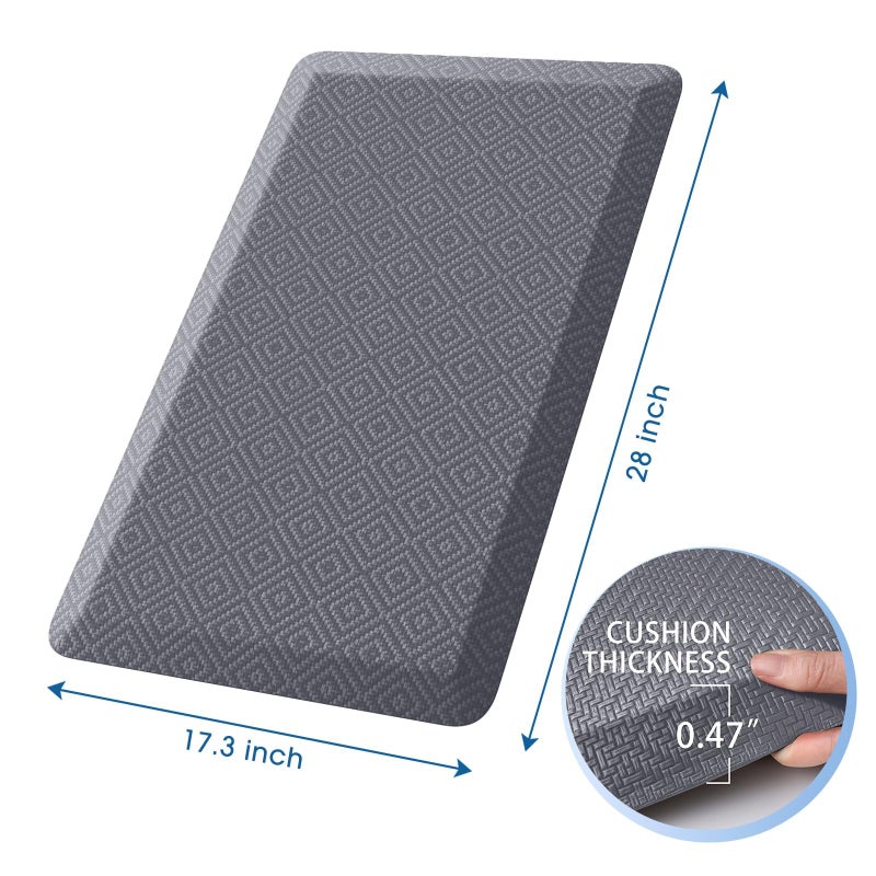 Mattitude Kitchen Mat Cushioned Anti-Fatigue Floor Mat Water Resistant Non-Slip Mats and Rugs Standing and Comfort Desk Mats for House Sink Office Laundry (Grey, 17.3"x28") - Image 2
