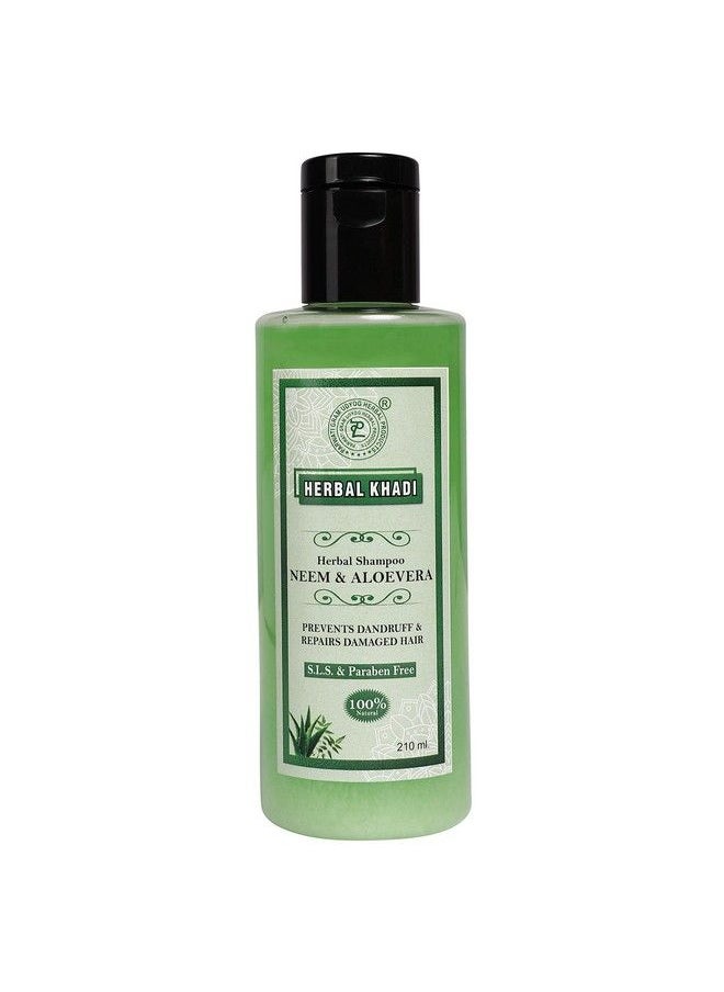 Herbal Khadi - Neem Aloevera Natural Shampoo (No Sulphate & Paraben) Anti Dandruff/Anti Fungual Scalp Healer Hair Fall Control 210 Ml (Pack Of 2) Men & Women - Image 1