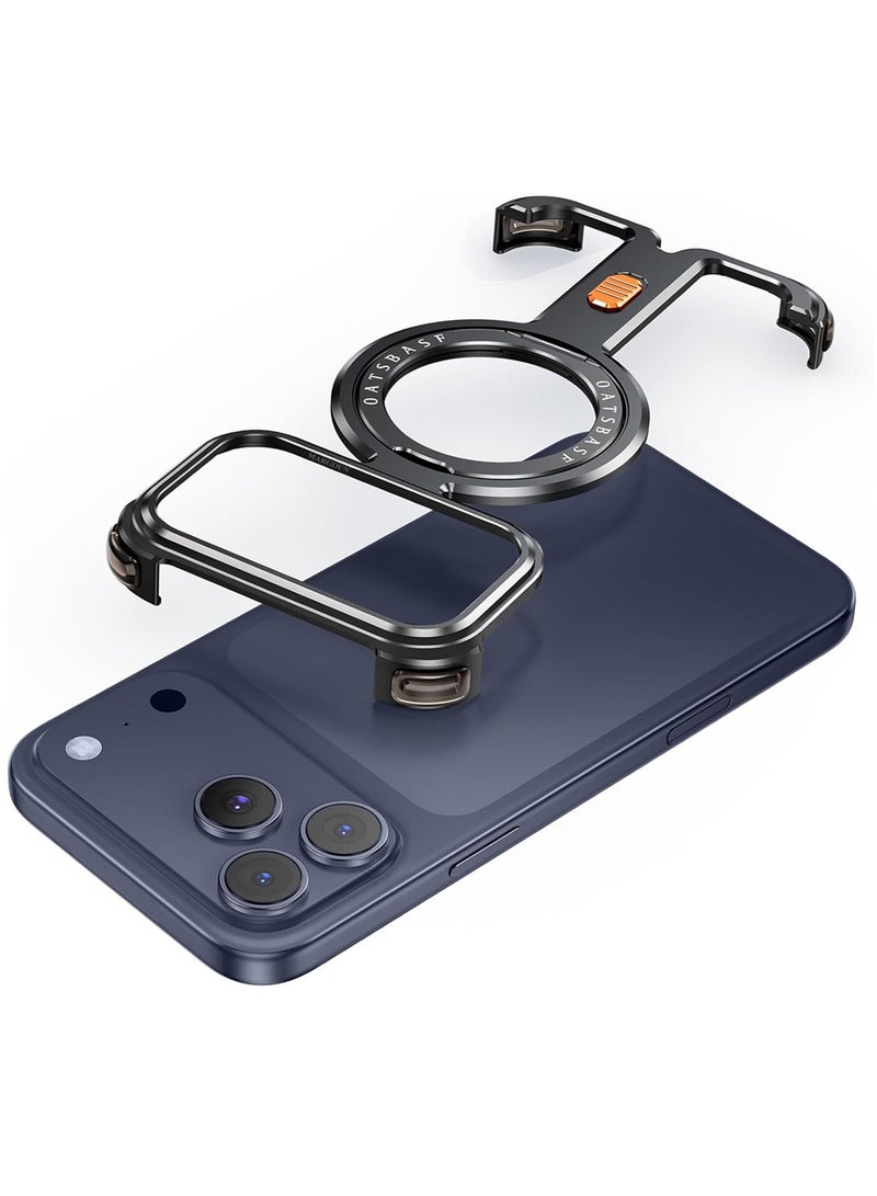 CATANES Magnetic Case Cover for iPhone 17 Pro Max - 360° Rotation Kickstand Aluminum Metal Frameless Design Protective Shock Grade Shell - Black - Image 2