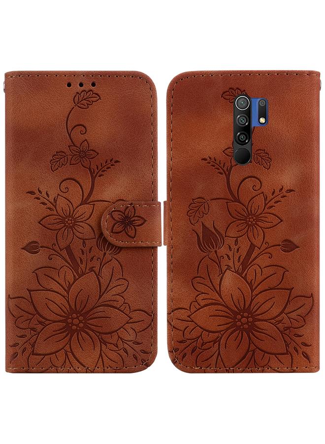 The Bros Case For Xiaomi Redmi 9/9 Prime / Poco M2 Lily Embossed Leather Phone Case