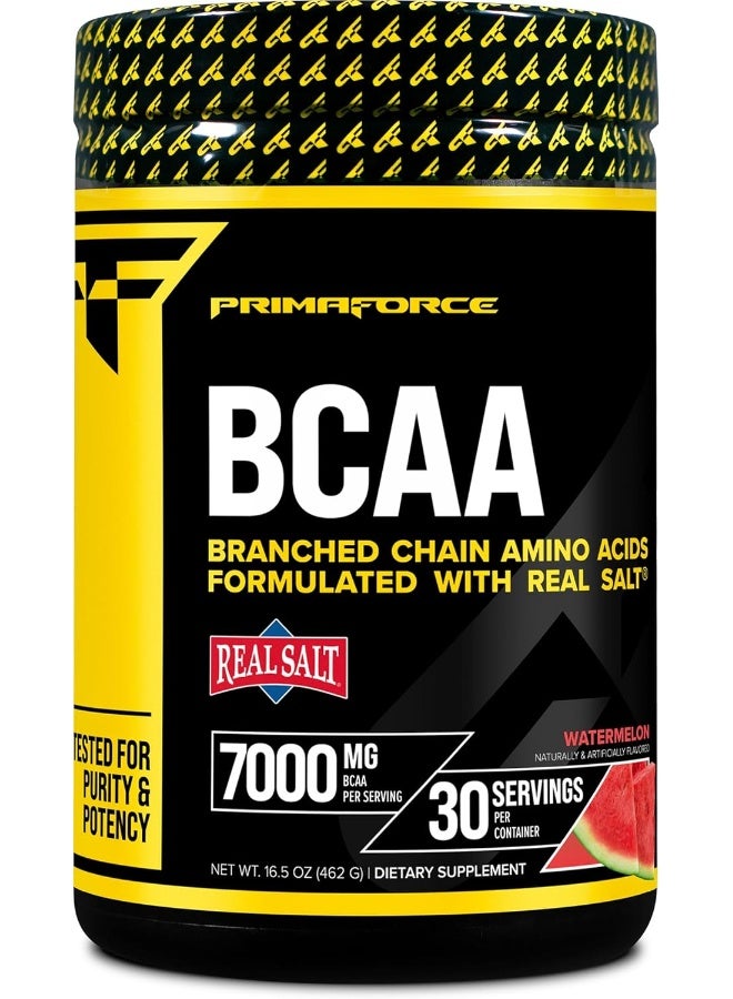 Primaforce BCAA Powder (Watermelon) - 7000MG 2:1:1 BCAAs, 30 Servings, Post-Workout Recovery Drink with Amino Acids and Real Salt for Men & Women - Image 1