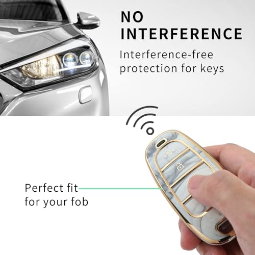 Keyzone TPU car Key Cover Compatible for Hyundai Tucson 2022 4 Button Smart Key (Marble) - Image 5