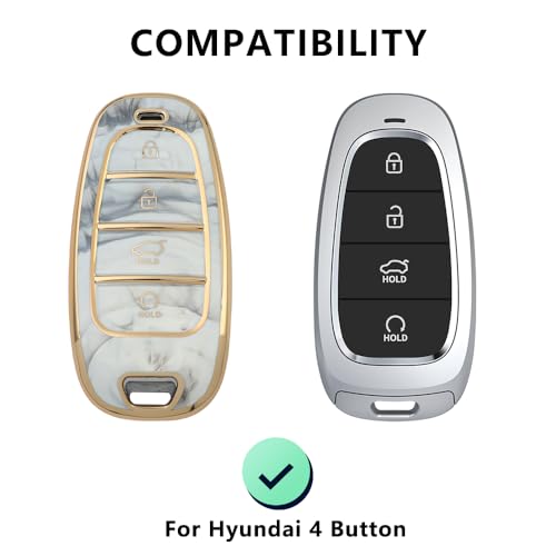 Keyzone TPU car Key Cover Compatible for Hyundai Tucson 2022 4 Button Smart Key (Marble) - Image 3