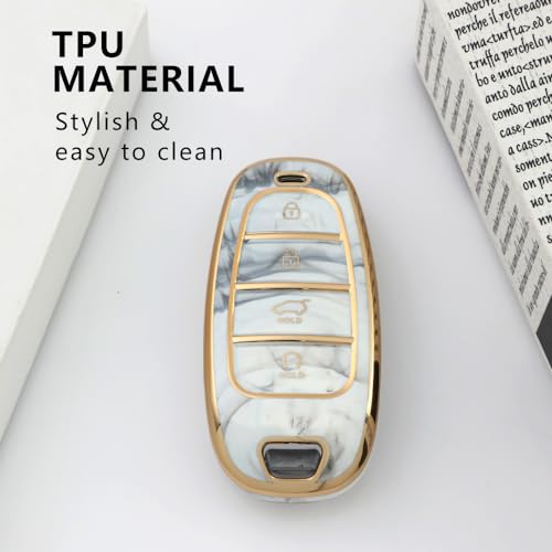 Keyzone TPU car Key Cover Compatible for Hyundai Tucson 2022 4 Button Smart Key (Marble) - Image 4
