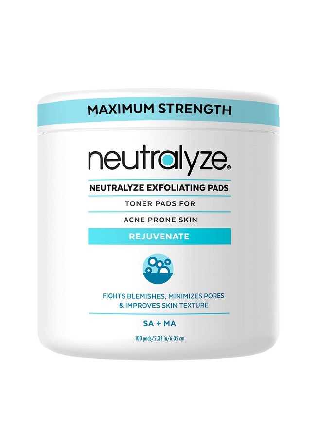 Neutralyze Exfoliating Acne Wipes - Maximum Strength Acne Pads for Face & Back - Medical Grade 2% Mandelic Acid & Salicylic Acid Pads - Acne Cleansing Pads - Toner Pads for Acne Prone Skin (100 Acne Face Wipes)  - Image 1
