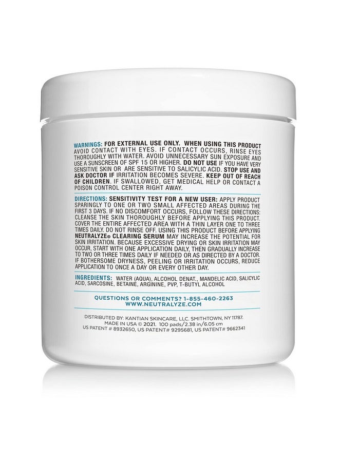 Neutralyze Exfoliating Acne Wipes - Maximum Strength Acne Pads for Face & Back - Medical Grade 2% Mandelic Acid & Salicylic Acid Pads - Acne Cleansing Pads - Toner Pads for Acne Prone Skin (100 Acne Face Wipes)  - Image 2