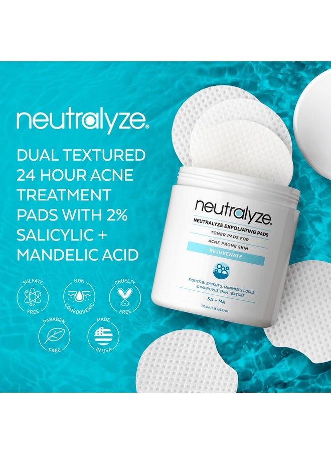 Neutralyze Exfoliating Acne Wipes - Maximum Strength Acne Pads for Face & Back - Medical Grade 2% Mandelic Acid & Salicylic Acid Pads - Acne Cleansing Pads - Toner Pads for Acne Prone Skin (100 Acne Face Wipes)  - Image 5