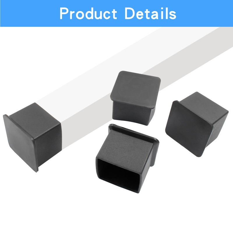 Phituoda 8 Pieces Rubber Furniture Leg Caps, 30Mm X 30Mm Square Chair Table Leg Covers, Soft Furniture Feet End Cap Tips Floor Protector For Chair Table - Image 3