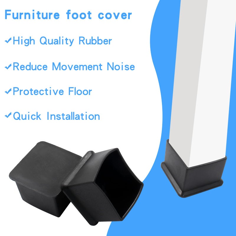 Phituoda 8 Pieces Rubber Furniture Leg Caps, 30Mm X 30Mm Square Chair Table Leg Covers, Soft Furniture Feet End Cap Tips Floor Protector For Chair Table - Image 4