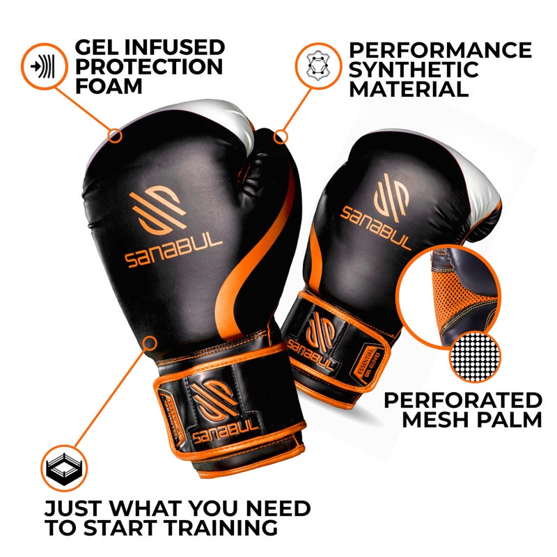 Sanabul Essential Gel Boxing Gloves for Men & Women, Kickboxing MMA, Muay Thai Gloves and Heavy Bag Training Punching & Sparring, Black/Orange 12 oz - Image 4