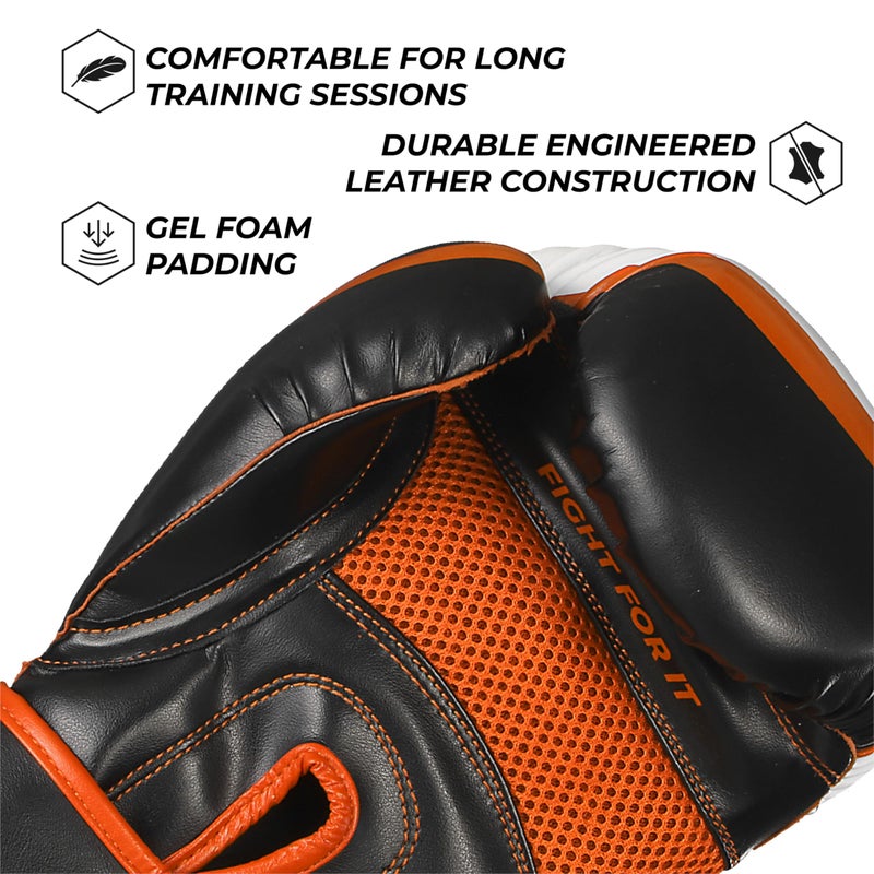 Sanabul Essential Gel Boxing Gloves for Men & Women, Kickboxing MMA, Muay Thai Gloves and Heavy Bag Training Punching & Sparring, Black/Orange 12 oz - Image 5