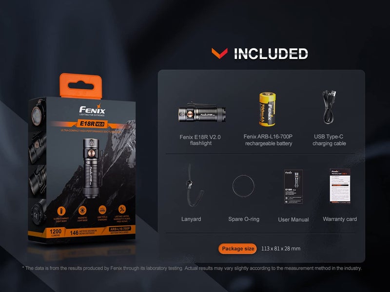 fenix فلاشلايت E18R V2.0 القابل لإعادة الشحن بتقنية LED للمهام اليومية - Image 5
