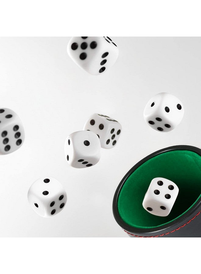 GWHOLE Leather Dice Cup Set With Storage Compartment Felt Lining Shaker With 5 Dot Dices For Farkle Yahtzee Games Playing Birthday Gift, Green - Image 4