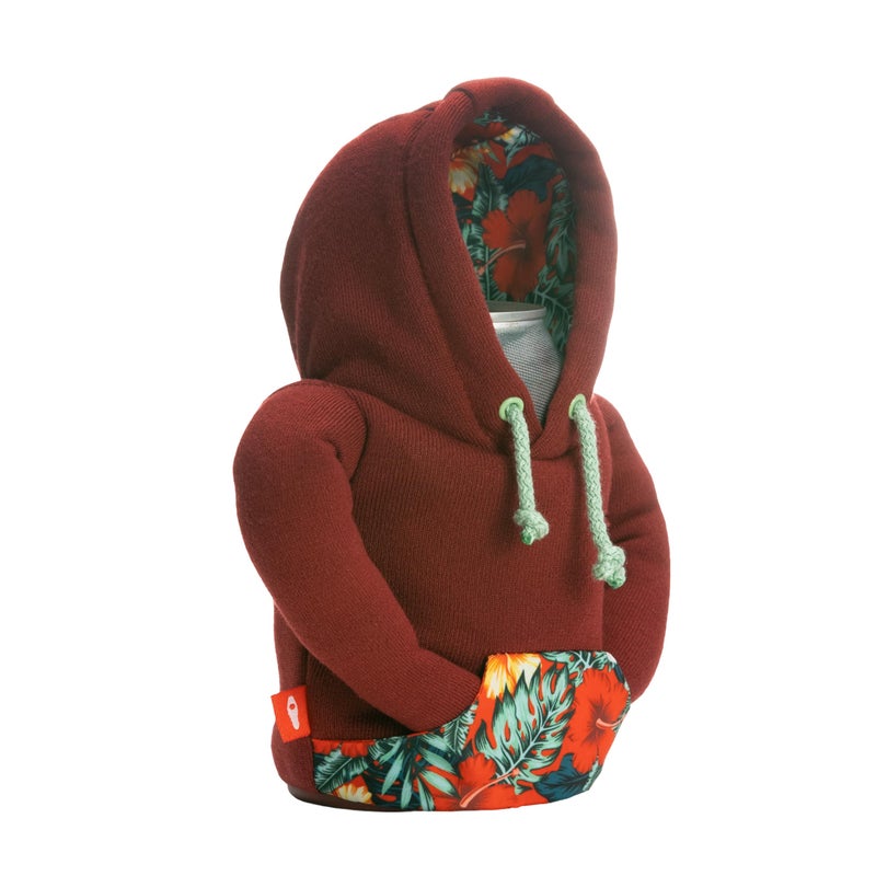 PUFFIN Puffin - The Hoodie Beverage Jacket - 12 oz Insulated Can Cooler - Beer Bottle & Soda Can Insulator  Keep Drinks and Beverages Cold - Brick Red/Island Time - Image 1