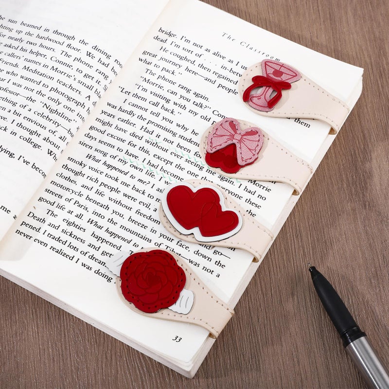 WSICSE 4Pcs Magnetic Leather Bookmark, Easter Gifts Magnetic Book Marks for Reading Women Book Lovers Gifts PU Bookmarks Clip Book Accessories - Image 1