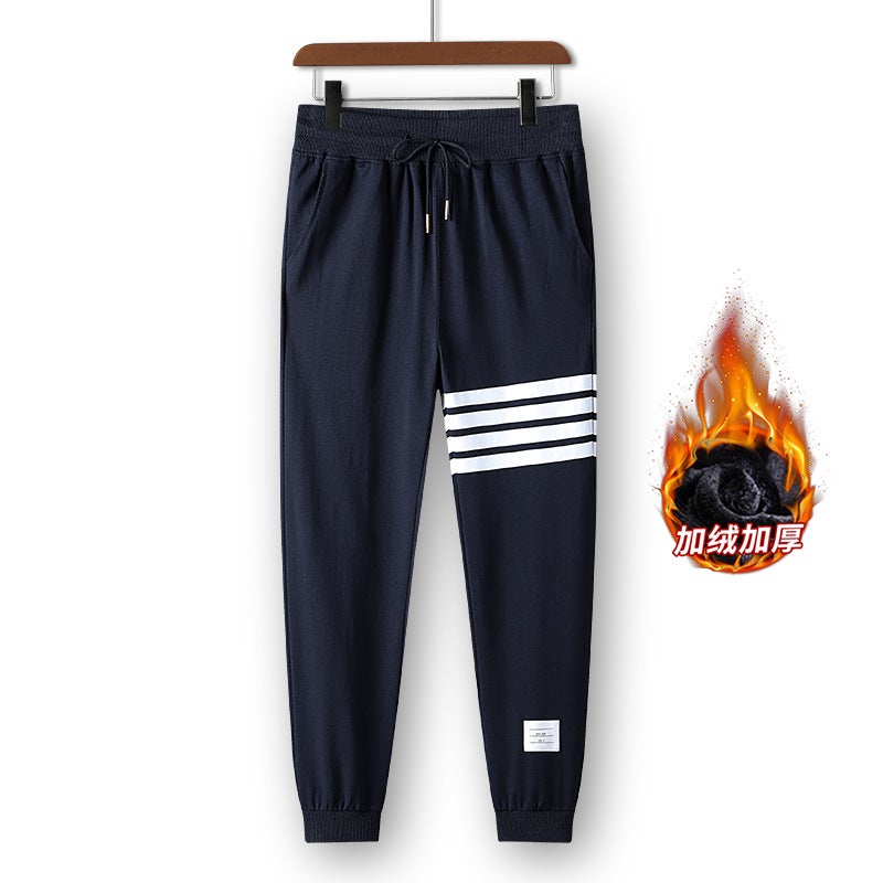 Youth plus size loose sports pants boys spring and autumn four bar sweatpants thin toe casual knitted pants wholesale - Image 1