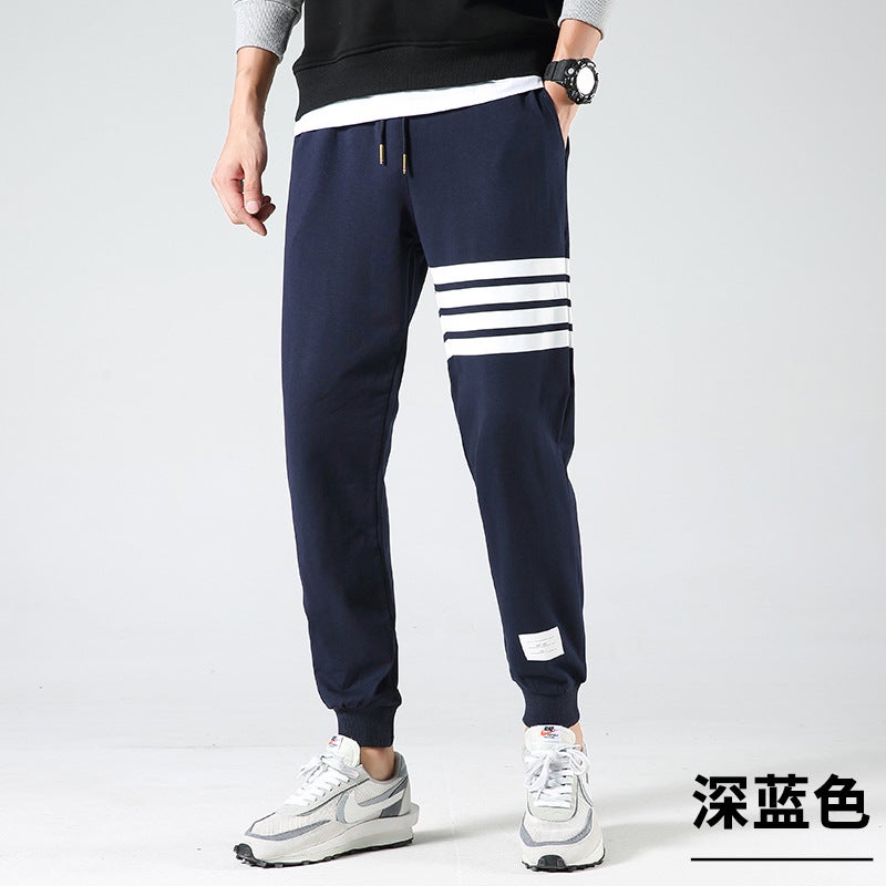 Youth plus size loose sports pants boys spring and autumn four bar sweatpants thin toe casual knitted pants wholesale - Image 5