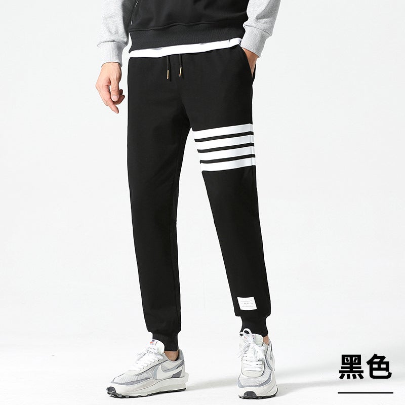 Youth plus size loose sports pants boys spring and autumn four bar sweatpants thin toe casual knitted pants wholesale - Image 3
