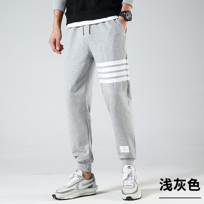 Youth plus size loose sports pants boys spring and autumn four bar sweatpants thin toe casual knitted pants wholesale - Image 4