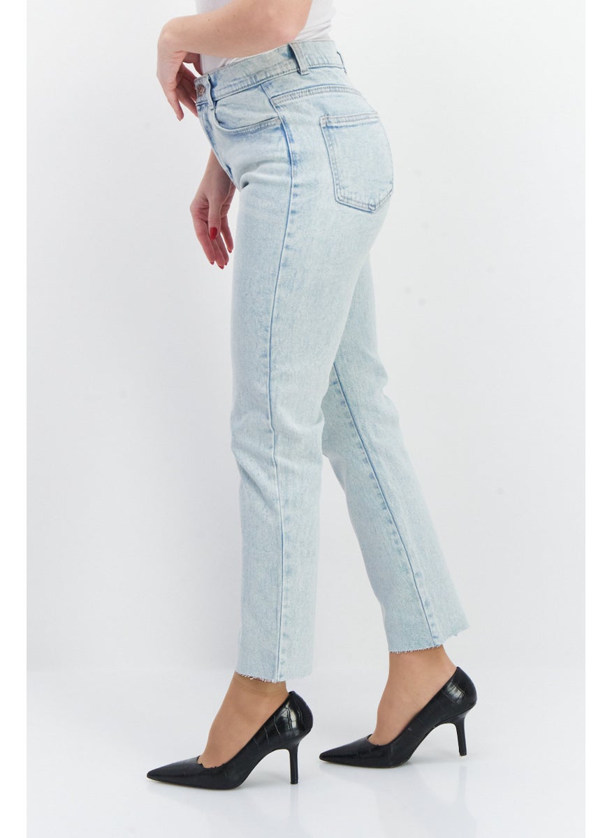 Don't Call Me Jennyfer - Women Slim Mom Fit Washed Denim Jeans, Light Blue - Image 1