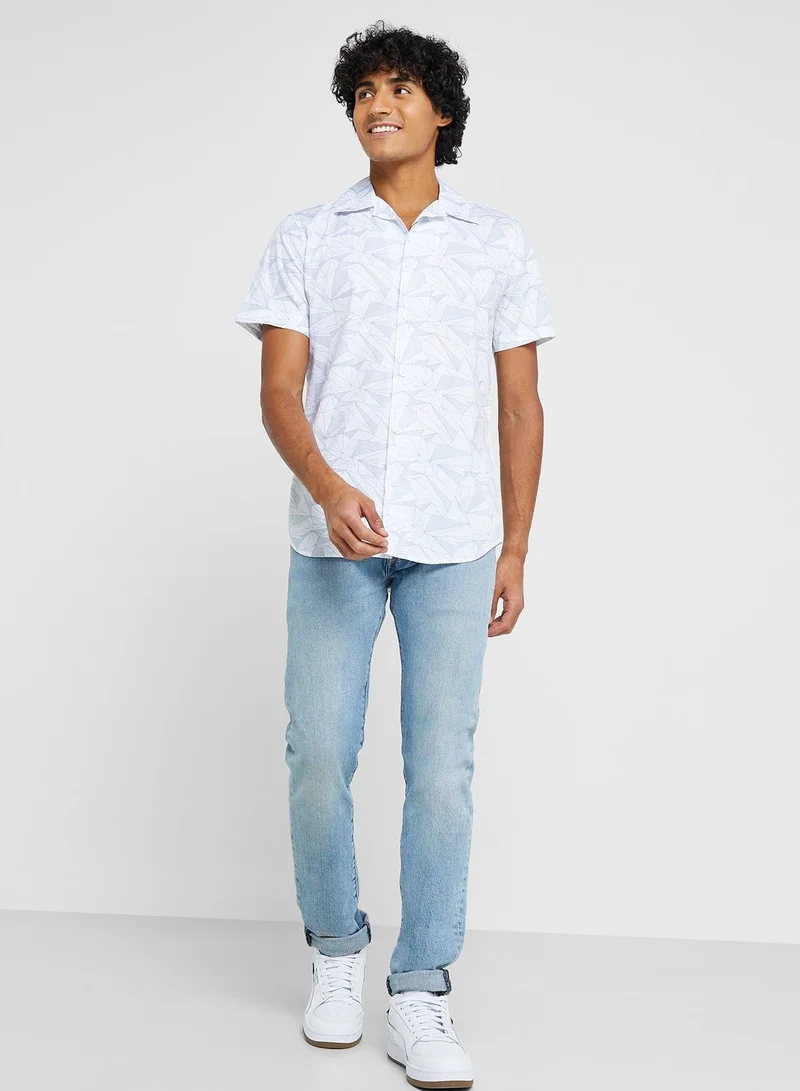 Seventy Five Men Slim Fit Geometric Printed Casual Pure Cotton Shirt