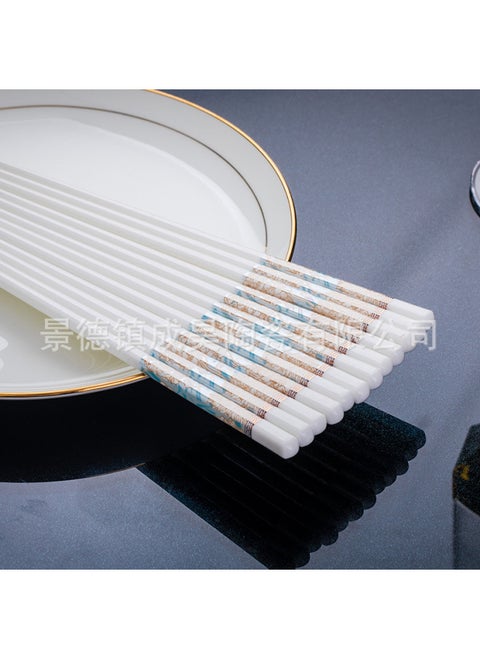 Jingdezhen Ceramic Chopsticks High Color Value Moldy Easy To Clean Chopsticks 10 Pairs Chopsticks Bone China Chopsticks Ceramic Chopsticks-Color:Good Times-Specifications:24cm