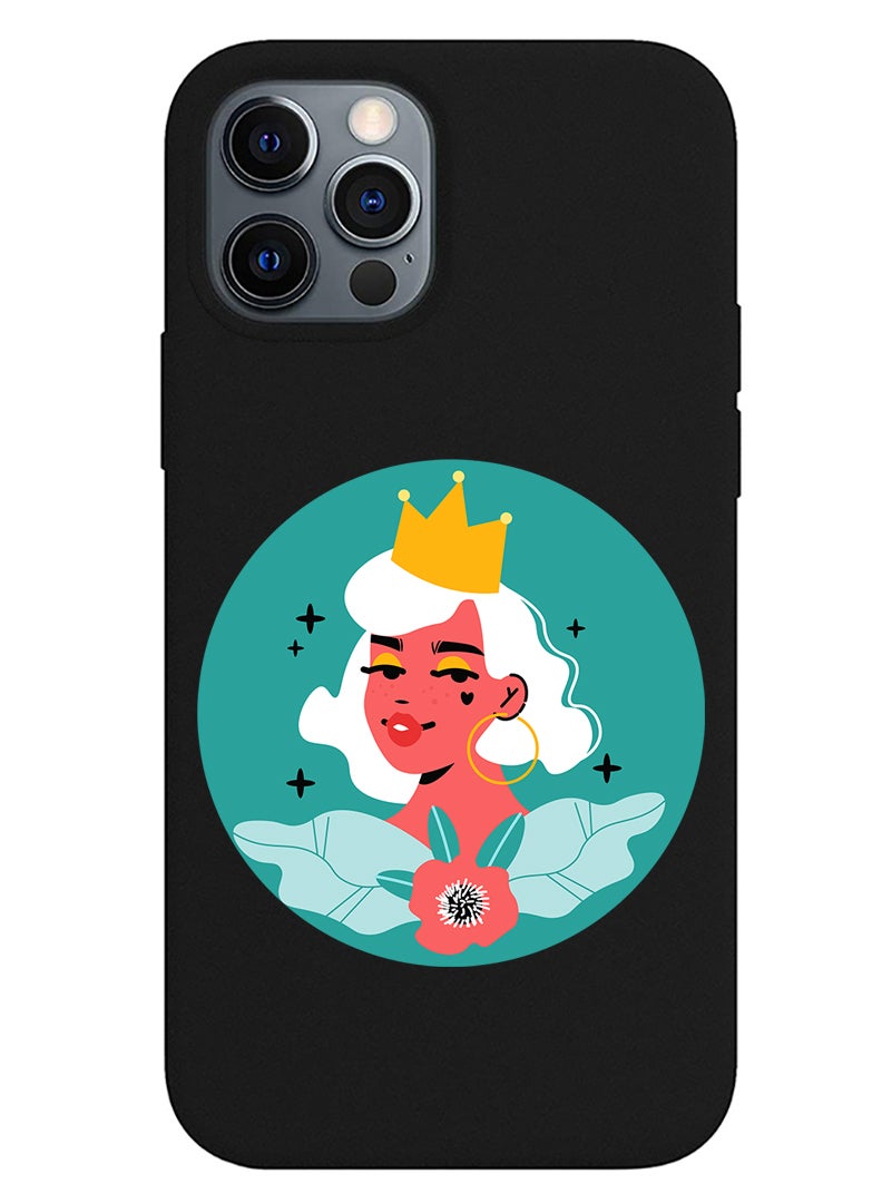 Theodor Protective Slim Fit Case Liquid Silicone Cover with Full Body Protection Anti-Scratch Shockproof Case For iPhone 12 Pro Black  - FORZA014 Vase leaf - Image 1