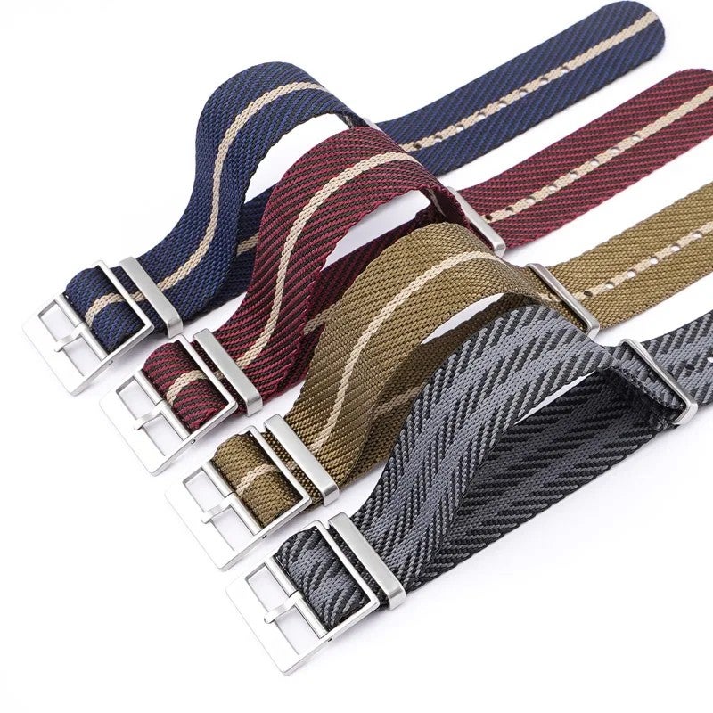 Bluejw Twill Nylon Striped Watch Strap – 18mm 20mm 22mm 24mm One-Piece Single Pass Replacement Fabric Band for Wristwatch - Image 2