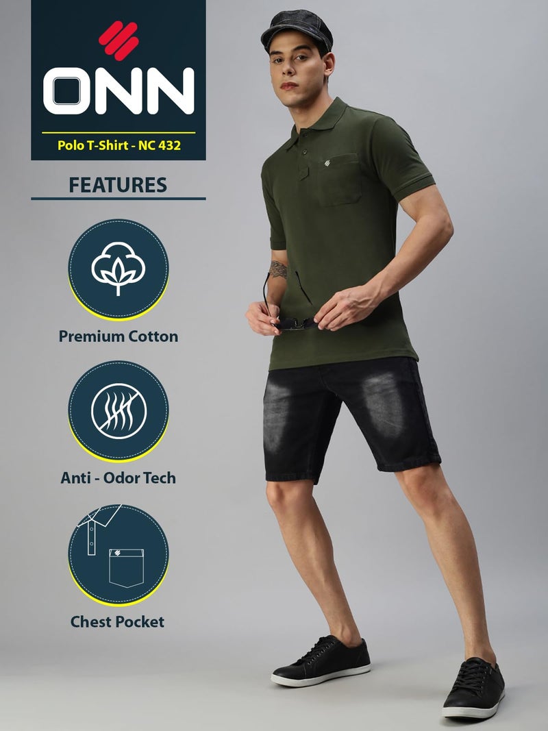 ONN Men's Solid Regular Fit Polo NC432_OL_1PC_Olive_L - Image 2