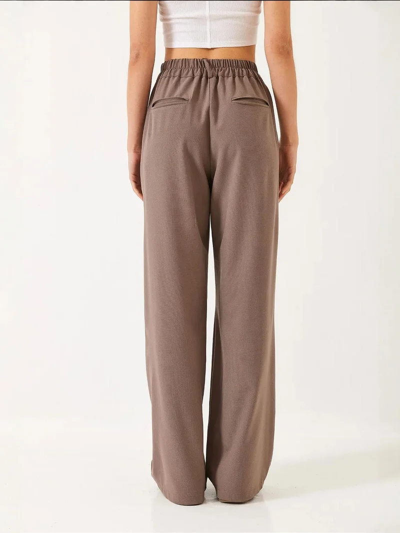 Bianco Lucci LUCCI Wide Leg Pleated Pants with Hook and Loop Closure