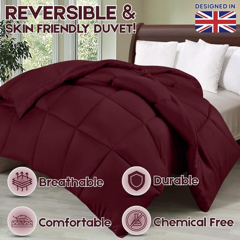 FOAM CRAFT 3 Piece Bed Comforter Set - Cozy Down Alternative Filled Comforter & 2 Pillow Shams, Burgundy/Black, Twin Size (135 x 200cm) - Image 5