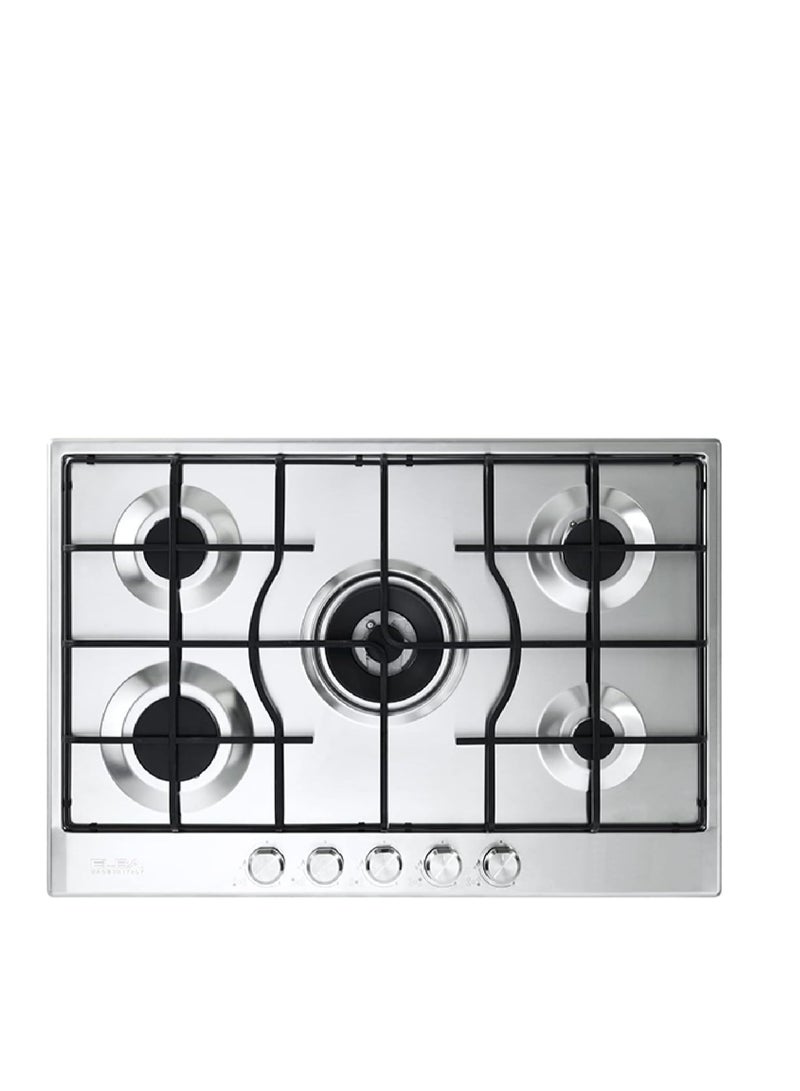 إلبا بوتجاز غاز مدمج 75 سم، ستانلس ستيل، 5 شعلات، تحكم أمامي، اشعال تلقائي - ELIO 75-545 L - Image 1