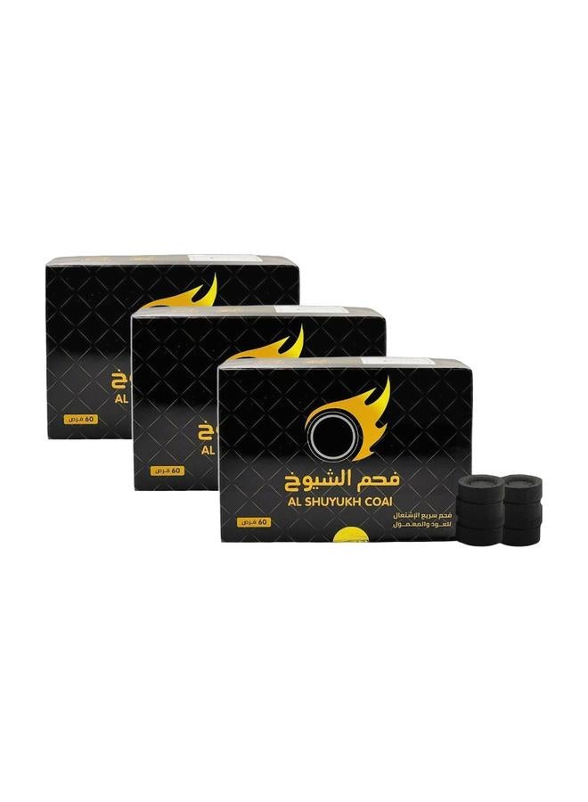 الشيوخ فحم الشيوخ 180  قرص - 3 علب - فحم الشيوخ بدون رائحة احتراق - Image 1