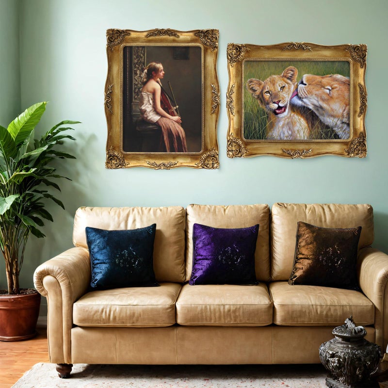 YEPOTUE 8x10 Inch Gold Vintage Picture Frame, Elegant Antique Photo Frames with Glass&Hook, Vine Pattern, Tabletop Wall Hanging, Gift ldeas for Home Decor (Gold) - Image 5
