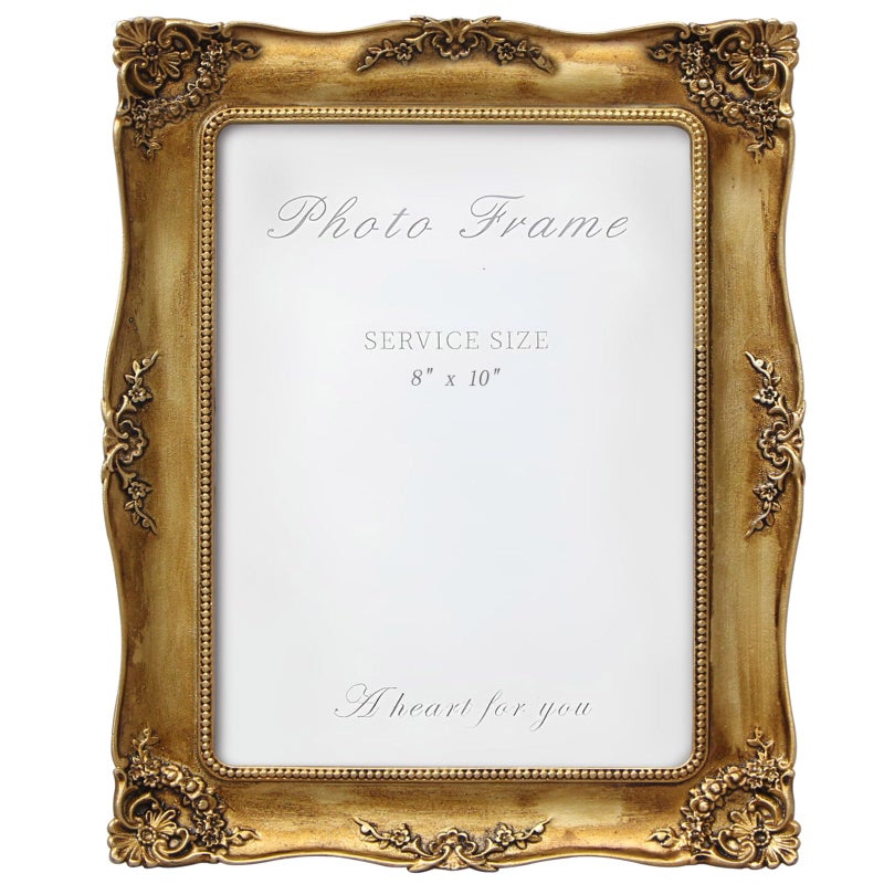 YEPOTUE 8x10 Inch Gold Vintage Picture Frame, Elegant Antique Photo Frames with Glass&Hook, Vine Pattern, Tabletop Wall Hanging, Gift ldeas for Home Decor (Gold) - Image 1
