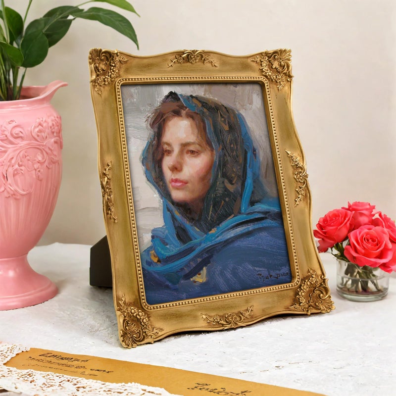 YEPOTUE 8x10 Inch Gold Vintage Picture Frame, Elegant Antique Photo Frames with Glass&Hook, Vine Pattern, Tabletop Wall Hanging, Gift ldeas for Home Decor (Gold) - Image 2