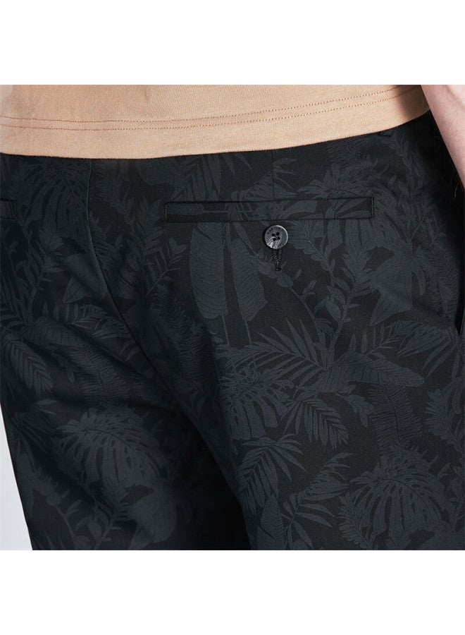 Dancing Wolves [bamboo Fiber] Summer Palm Leaf Dark Pattern Breathable Comfortable Versatile Casual Shorts, 001 Black, Size 30 - Image 5