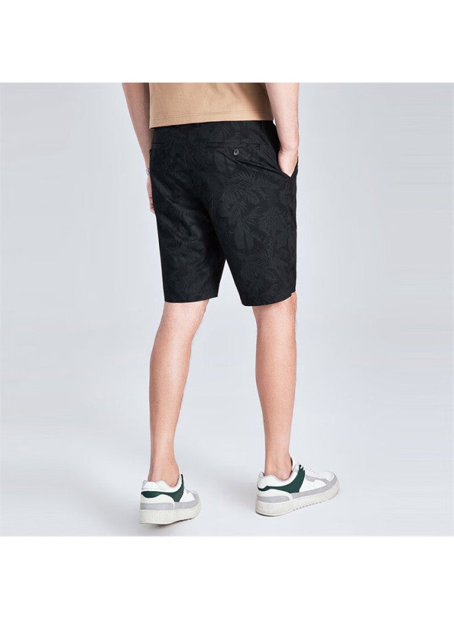Dancing Wolves [bamboo Fiber] Summer Palm Leaf Dark Pattern Breathable Comfortable Versatile Casual Shorts, 001 Black, Size 30 - Image 4