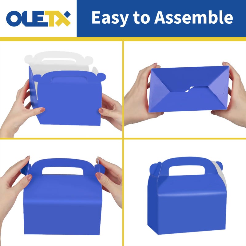 Oletx 30-Pack Dark Blue Party Favor Treat Boxes Pack, Goodie Boxes, Paper Gable Gift Boxes with Handles. Perfect for Prince Party and Baby Shower Decoration Supplies - Image 4