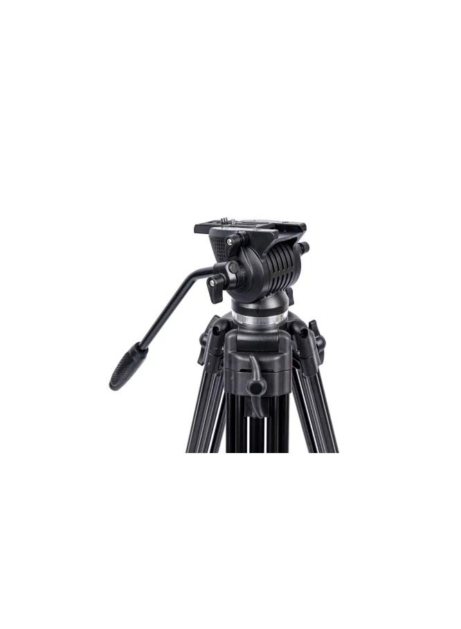 Promage PMT-550 Professional Video Tripod – Aluminum Alloy with Fluid Head, 89–185cm Adjustable Height, 6kg Load Capacity, with Carry Bag - Image 4