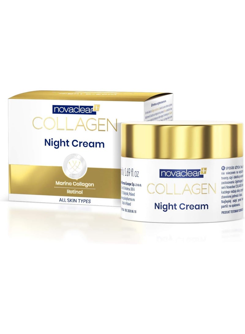 Novaclear Collagen Night Cream – Anti-Aging Night Moisturizer with Marine Collagen & Retinol, 50ml - Image 2