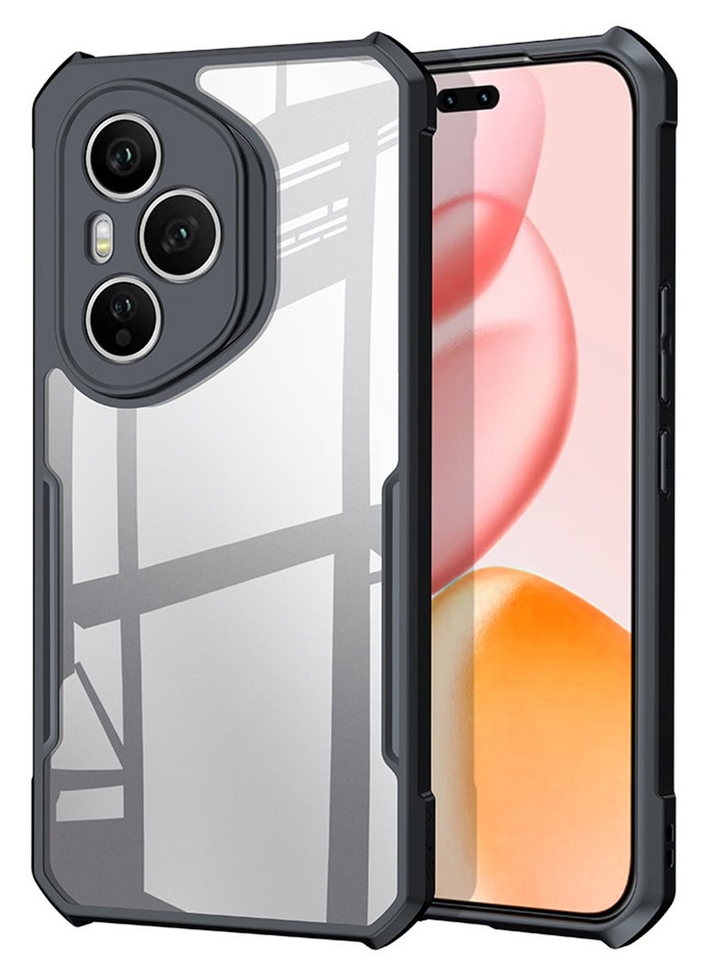 SanHu for Honor 400 Pro, Ultra Thin Lightweight, Soft TPU Bumper, Acrylic Clear Back Cover Honor 400 Pro, Black - Image 1