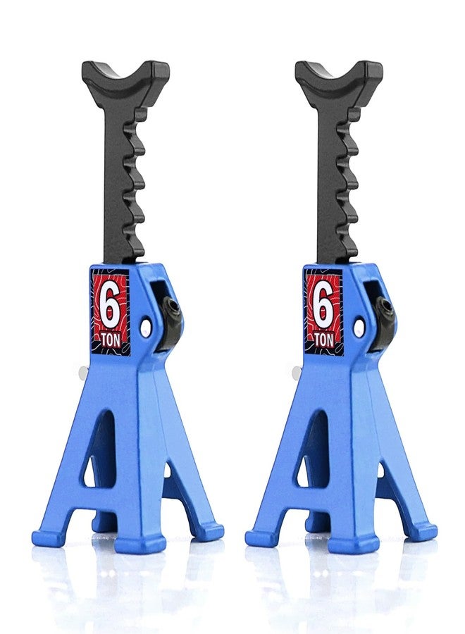 Chanmoo 1/24 RC Toy Jack Stands 1/18 Simulation 6 Ton Metal Adjustable Mini Jacks Stand for 1:18 1:24 Scale Crawler Car Axial SCX24 Kyosho Tamiya HSP FCX24 TRX4M SCX24 AX24 Ford Bronco (Blue, 2 PCS) - Image 1
