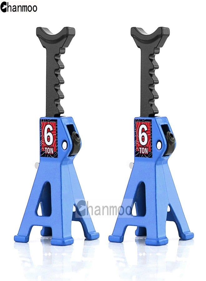 Chanmoo 1/24 RC Toy Jack Stands 1/18 Simulation 6 Ton Metal Adjustable Mini Jacks Stand for 1:18 1:24 Scale Crawler Car Axial SCX24 Kyosho Tamiya HSP FCX24 TRX4M SCX24 AX24 Ford Bronco (Blue, 2 PCS) - Image 3