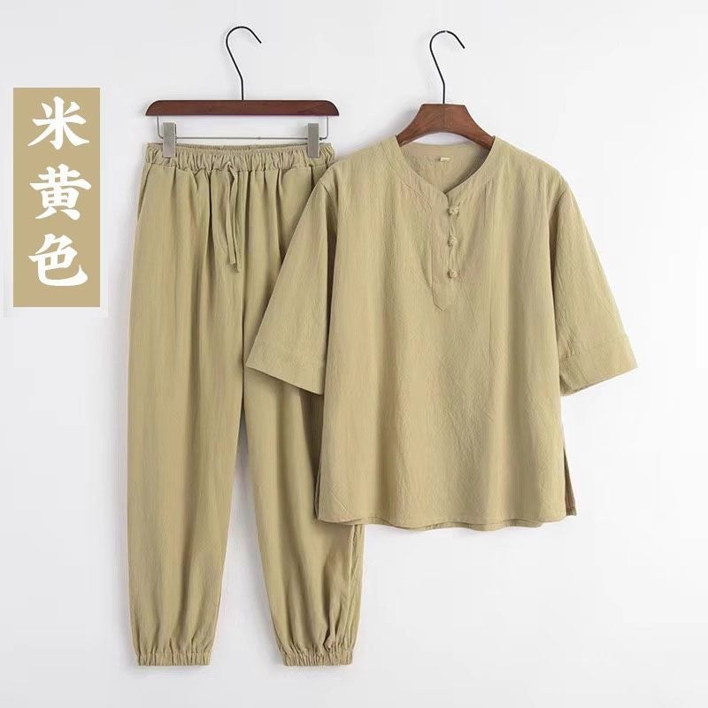 Taoist Jusin Clothing Men's Temple Meditation Zen Clothing Women's Cotton Linen Style Zen Style Tang Suit National Tide suit - Image 1