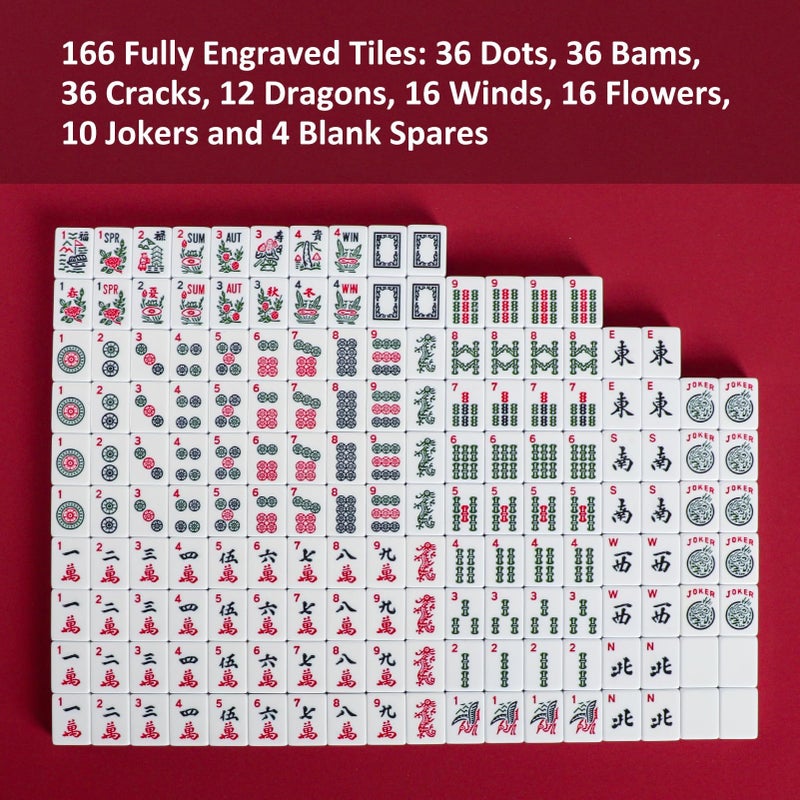 Jongyance American Mahjong Set with Blue Carrying Bag, 166 White Tiles, 4 All-in-One Rack/Pushers, Mahjong Tiles Set (Ma Jong, Mah-Jongg, Majiang) - Image 3