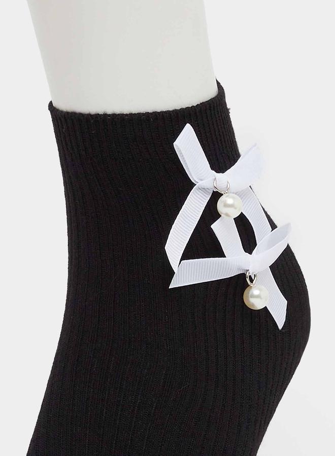Styli Bow Detail Crew Socks - Image 2